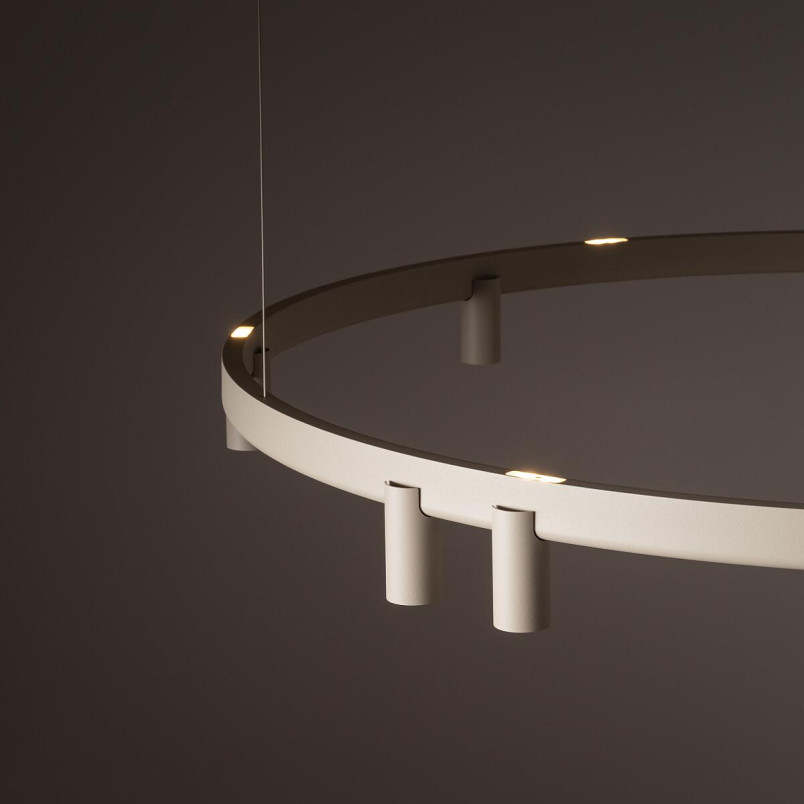 Lampa wisząca okrągła z reflektorkami Fourty Round LED VII 116cm beżowa Nowodvorski