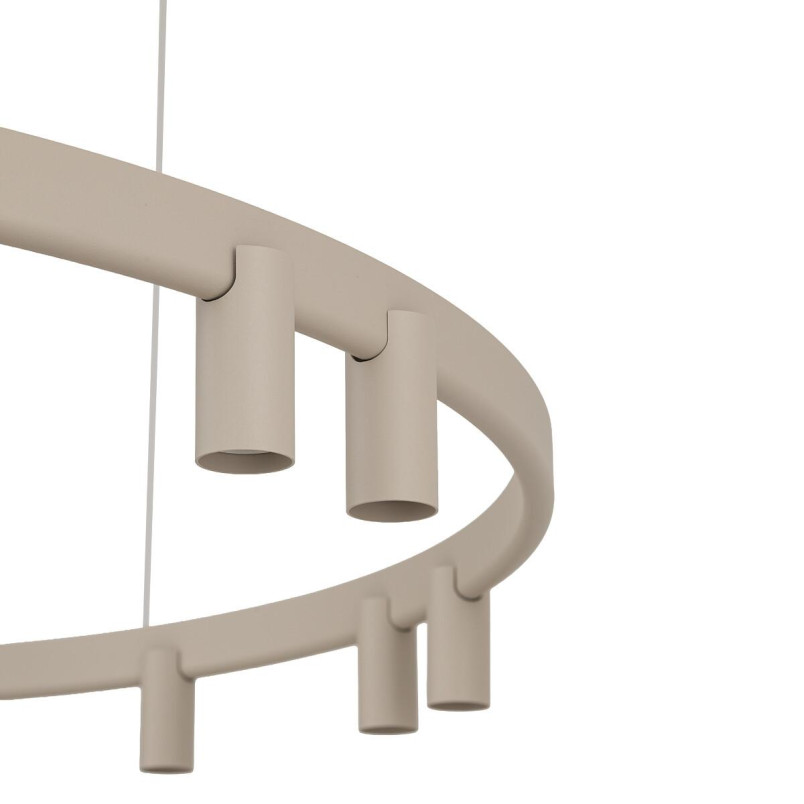 Lampa wisząca okrągła z reflektorkami Fourty Round LED VII 116cm beżowa Nowodvorski
