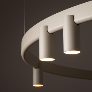 Lampa wisząca okrągła z reflektorkami Fourty Round LED VII 116cm beżowa Nowodvorski