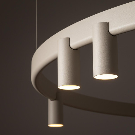 Lampa wisząca okrągła z reflektorkami Fourty Round LED VII 116cm beżowa Nowodvorski