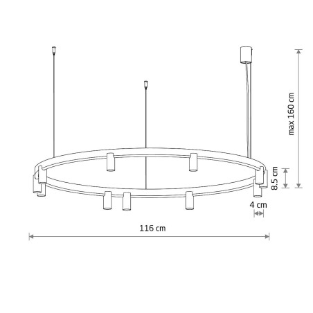 Lampa wisząca okrągła z reflektorkami Fourty Round LED VII 116cm beżowa Nowodvorski