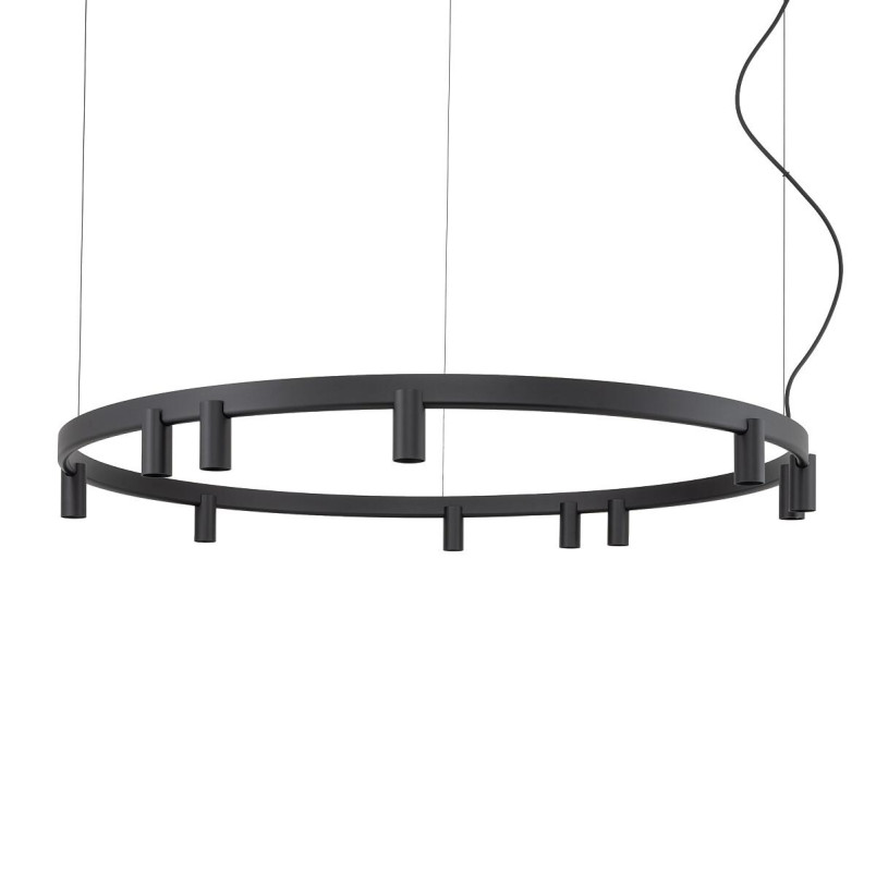 Lampa wisząca okrągła z reflektorkami Fourty Round LED VII 116cm czarna Nowodvorski