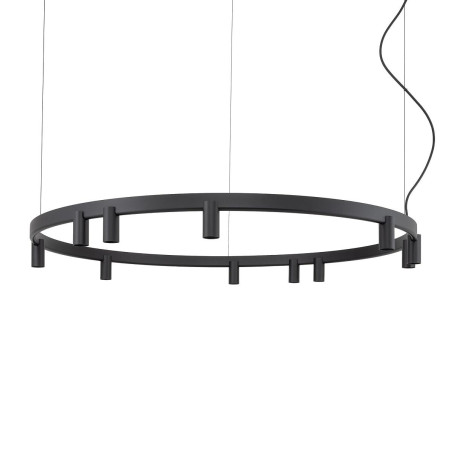 Lampa wisząca okrągła z reflektorkami Fourty Round LED VII 116cm czarna Nowodvorski