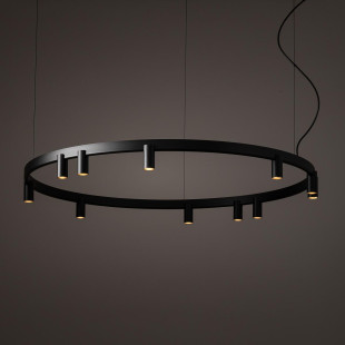 Lampa wisząca okrągła z reflektorkami Fourty Round LED VII 116cm czarna Nowodvorski