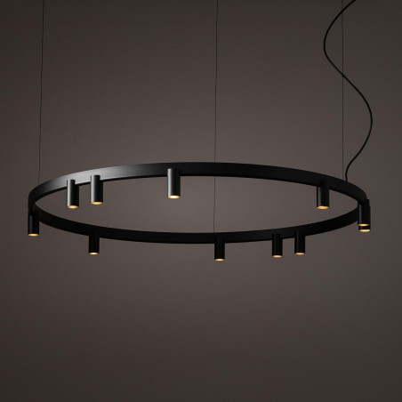 Lampa wisząca okrągła z reflektorkami Fourty Round LED VII 116cm czarna Nowodvorski