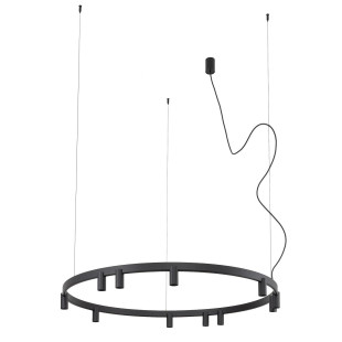 Lampa wisząca okrągła z reflektorkami Fourty Round LED VII 116cm czarna Nowodvorski