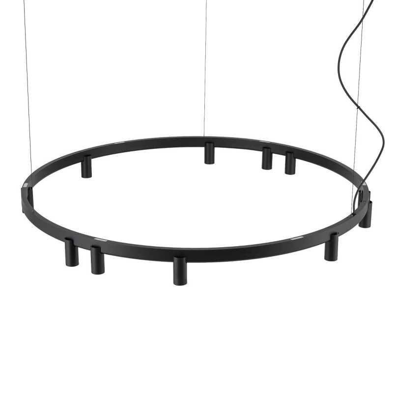 Lampa wisząca okrągła z reflektorkami Fourty Round LED VII 116cm czarna Nowodvorski