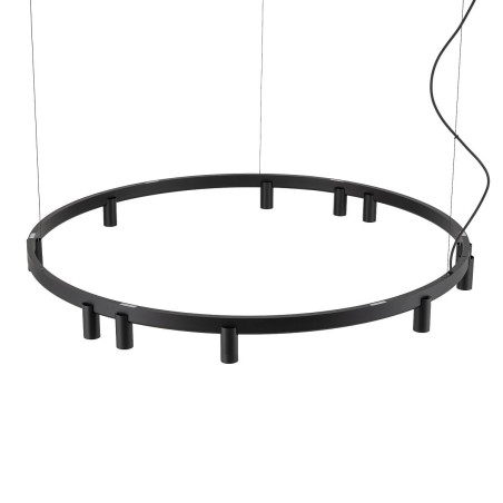 Lampa wisząca okrągła z reflektorkami Fourty Round LED VII 116cm czarna Nowodvorski
