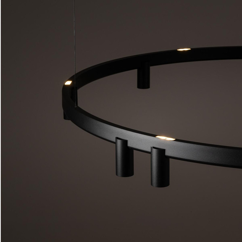 Lampa wisząca okrągła z reflektorkami Fourty Round LED VII 116cm czarna Nowodvorski