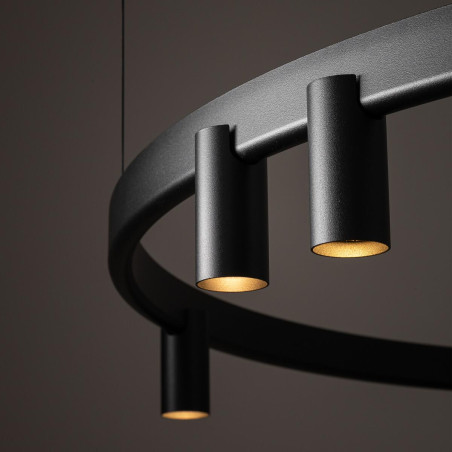 Lampa wisząca okrągła z reflektorkami Fourty Round LED VII 116cm czarna Nowodvorski