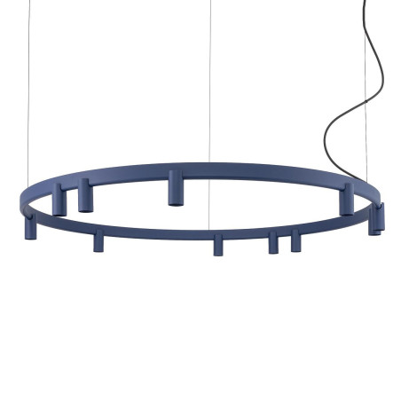 Lampa wisząca okrągła z reflektorkami Fourty Round LED VII 116cm granatowa Nowodvorski