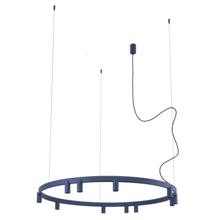 Lampa wisząca okrągła z reflektorkami Fourty Round LED VII 116cm granatowa Nowodvorski