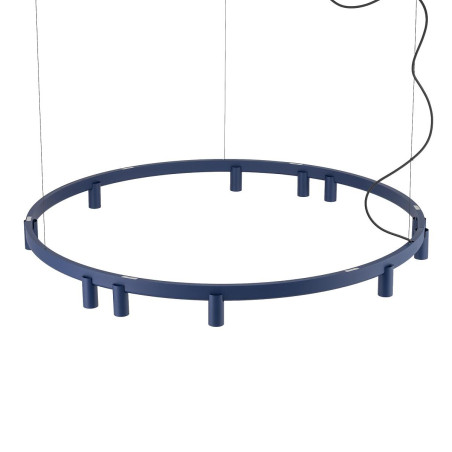 Lampa wisząca okrągła z reflektorkami Fourty Round LED VII 116cm granatowa Nowodvorski