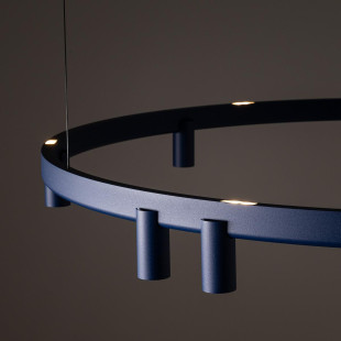 Lampa wisząca okrągła z reflektorkami Fourty Round LED VII 116cm granatowa Nowodvorski