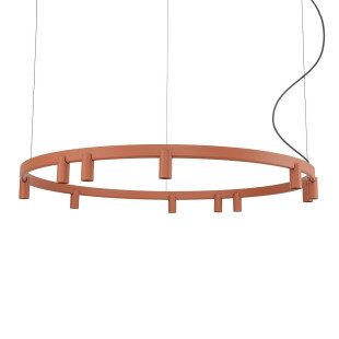 Lampa wisząca okrągła z reflektorkami Fourty Round LED VII 116cm terracotta Nowodvorski