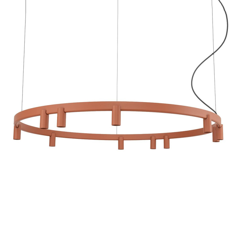 Lampa wisząca okrągła z reflektorkami Fourty Round LED VII 116cm terracotta Nowodvorski