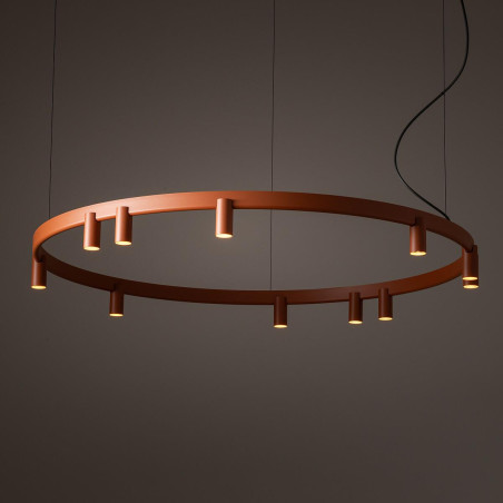 Lampa wisząca okrągła z reflektorkami Fourty Round LED VII 116cm terracotta Nowodvorski