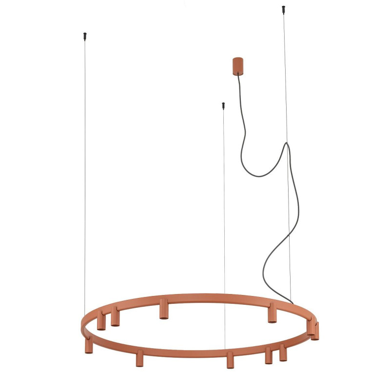 Lampa wisząca okrągła z reflektorkami Fourty Round LED VII 116cm terracotta Nowodvorski