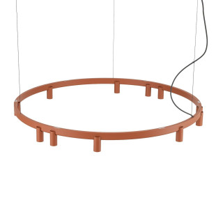Lampa wisząca okrągła z reflektorkami Fourty Round LED VII 116cm terracotta Nowodvorski