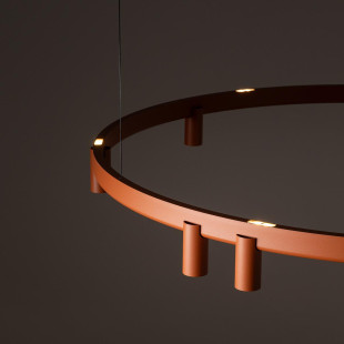 Lampa wisząca okrągła z reflektorkami Fourty Round LED VII 116cm terracotta Nowodvorski