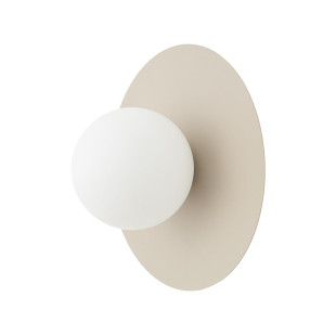 Kinkiet metalowy okrągły ze szklaną kulą Saturn 25cm beżowy Nowodvorski