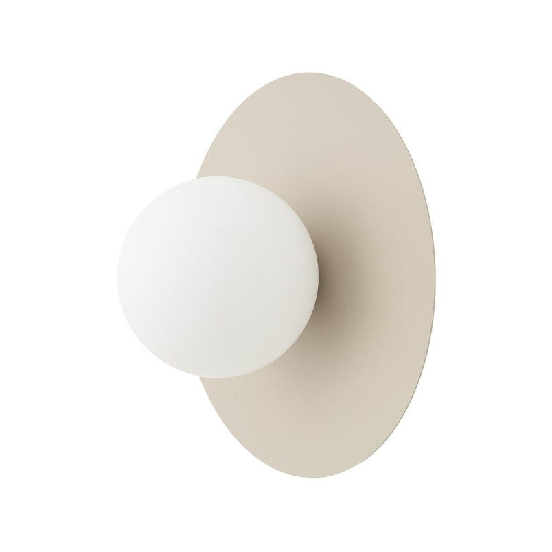 Kinkiet metalowy okrągły ze szklaną kulą Saturn 25cm beżowy Nowodvorski