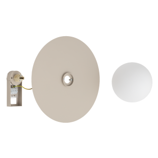 Kinkiet metalowy okrągły ze szklaną kulą Saturn 25cm beżowy Nowodvorski