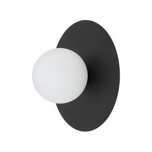 Kinkiet metalowy okrągły ze szklaną kulą Saturn 25cm czarny Nowodvorski