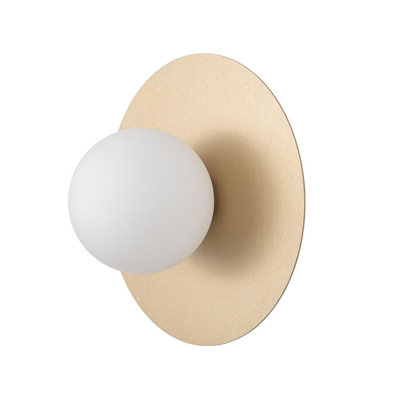 Kinkiet metalowy okrągły ze szklaną kulą Saturn 25cm szczotkowane złoto Nowodvorski
