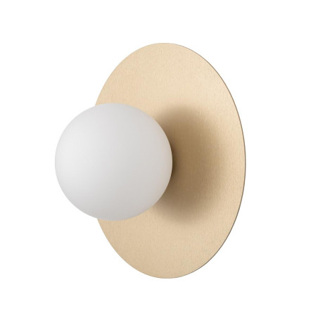 Kinkiet metalowy okrągły ze szklaną kulą Saturn 25cm szczotkowane złoto Nowodvorski