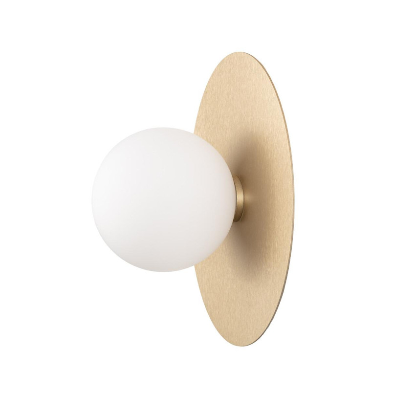 Kinkiet metalowy okrągły ze szklaną kulą Saturn 25cm szczotkowane złoto Nowodvorski