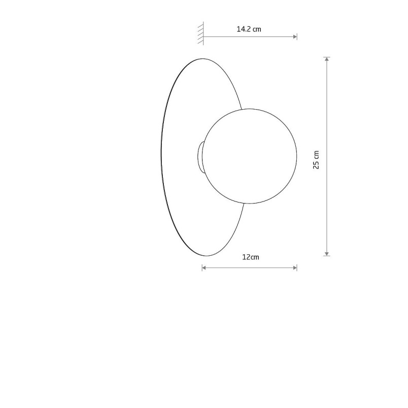 Kinkiet metalowy okrągły ze szklaną kulą Saturn 25cm burgund Nowodvorski