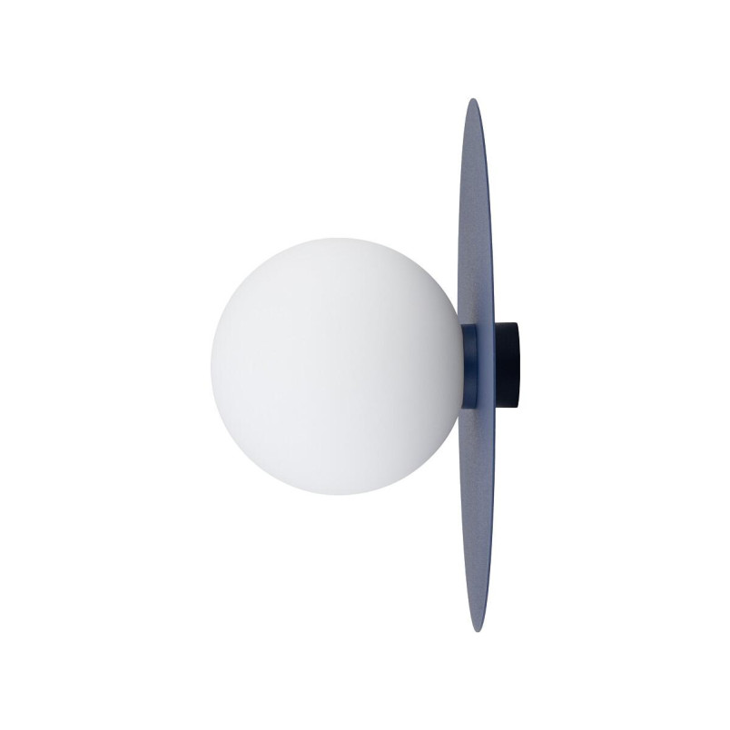 Kinkiet metalowy okrągły ze szklaną kulą Saturn 25cm granatowy Nowodvorski