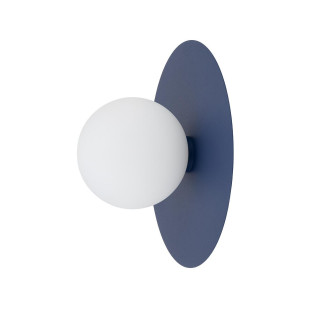 Kinkiet metalowy okrągły ze szklaną kulą Saturn 25cm granatowy Nowodvorski