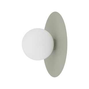 Kinkiet metalowy okrągły ze szklaną kulą Saturn 25cm szałwiowy Nowodvorski
