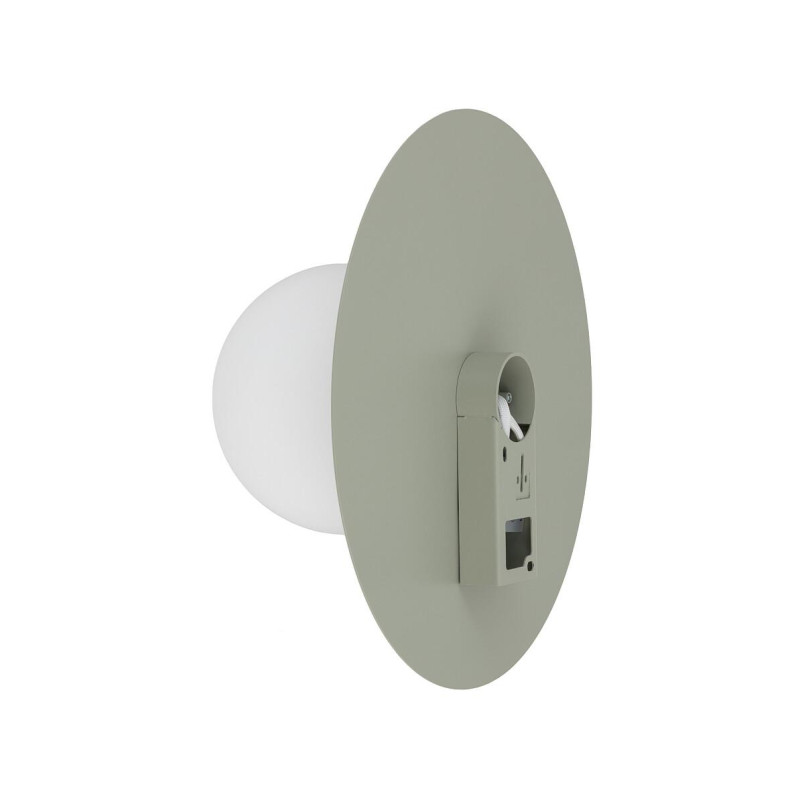 Kinkiet metalowy okrągły ze szklaną kulą Saturn 25cm szałwiowy Nowodvorski