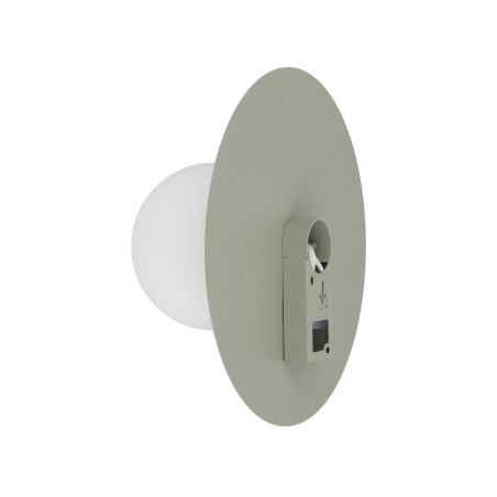 Kinkiet metalowy okrągły ze szklaną kulą Saturn 25cm szałwiowy Nowodvorski