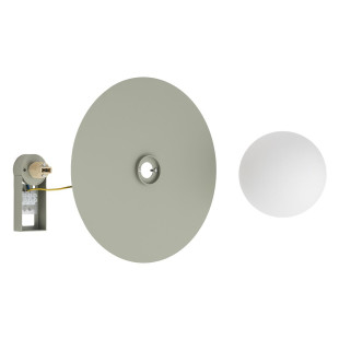 Kinkiet metalowy okrągły ze szklaną kulą Saturn 25cm szałwiowy Nowodvorski
