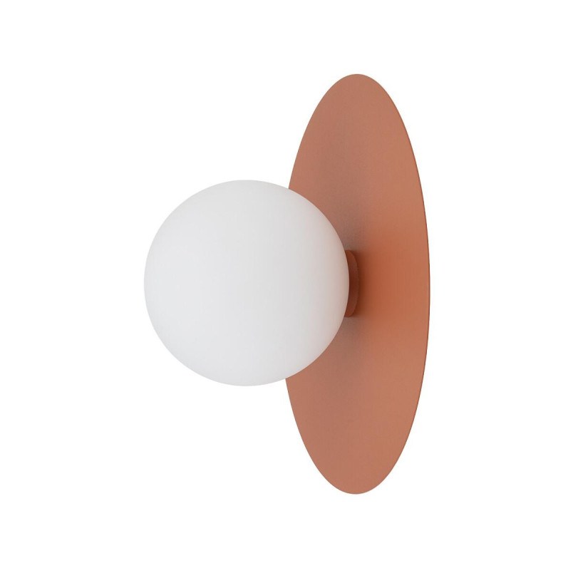 Kinkiet metalowy okrągły ze szklaną kulą Saturn 25cm terracotta Nowodvorski