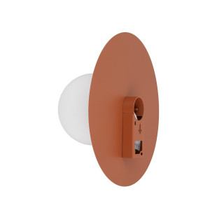 Kinkiet metalowy okrągły ze szklaną kulą Saturn 25cm terracotta Nowodvorski