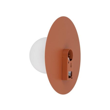 Kinkiet metalowy okrągły ze szklaną kulą Saturn 25cm terracotta Nowodvorski