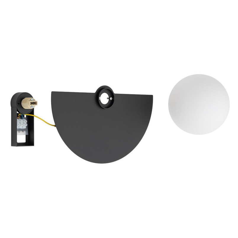 Kinkiet metalowy półokrągły ze szklaną kulą Saturn 18,5cm czarny Nowodvorski
