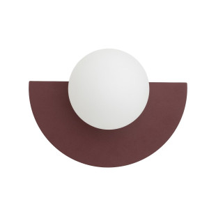 Kinkiet metalowy półokrągły ze szklaną kulą Saturn 18,5cm burgund Nowodvorski
