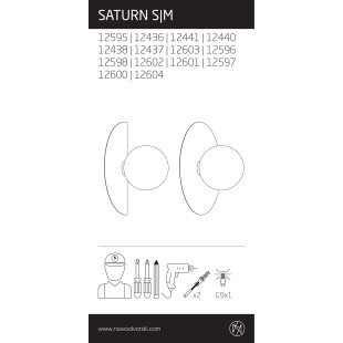 Kinkiet metalowy półokrągły ze szklaną kulą Saturn 18,5cm burgund Nowodvorski