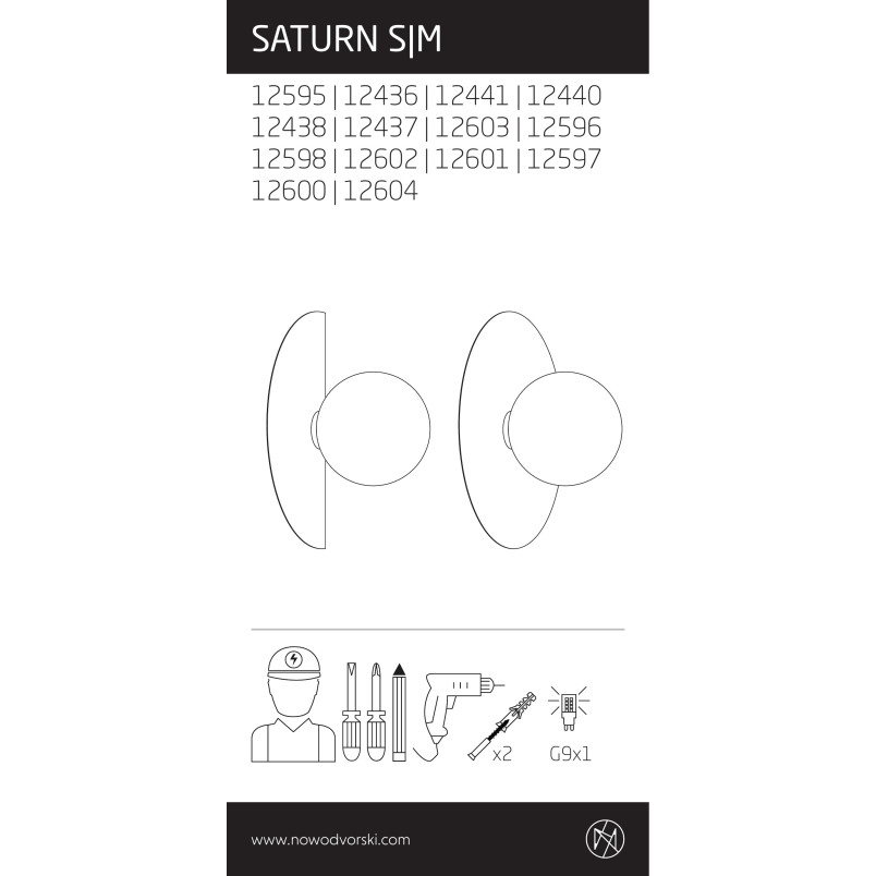 Kinkiet metalowy półokrągły ze szklaną kulą Saturn 18,5cm burgund Nowodvorski