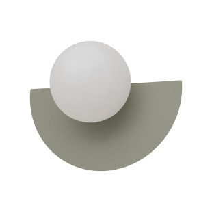 Kinkiet metalowy półokrągły ze szklaną kulą Saturn 18,5cm szałwiowy Nowodvorski
