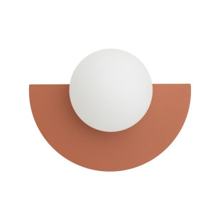 Kinkiet metalowy półokrągły ze szklaną kulą Saturn 18,5cm terracotta Nowodvorski