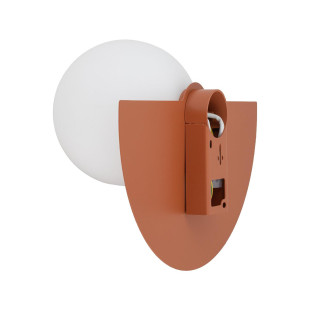 Kinkiet metalowy półokrągły ze szklaną kulą Saturn 18,5cm terracotta Nowodvorski