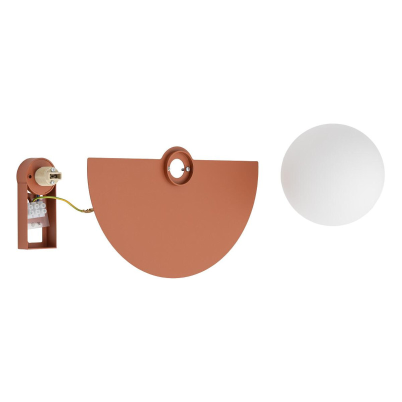 Kinkiet metalowy półokrągły ze szklaną kulą Saturn 18,5cm terracotta Nowodvorski