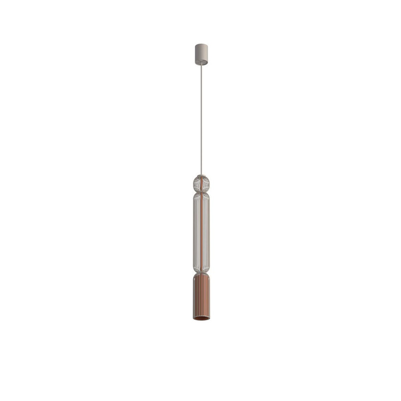 Lampa wisząca druciana tuba dekoracyjna Singles A 6,5cm beż / terracotta Nowodvorski